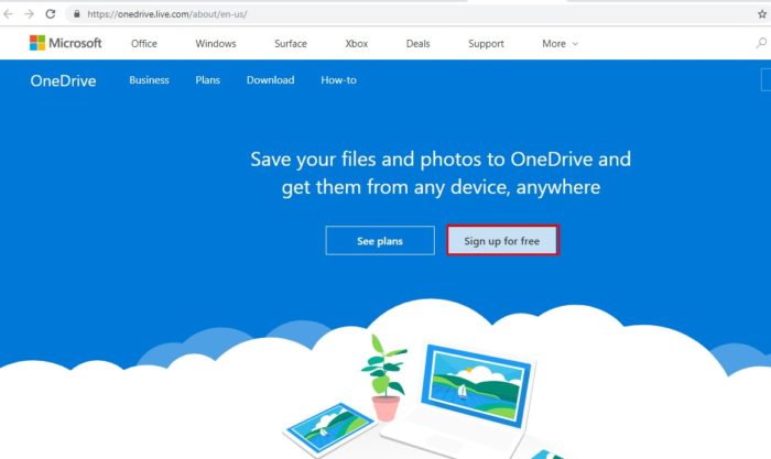 set up microsoft onedrive account